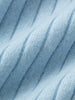 Close-up of textured blue fabric with horizontal lines