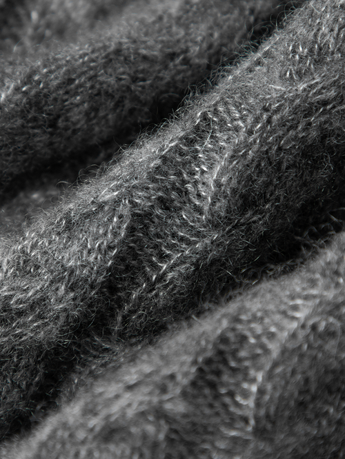 Load image 1 in gallery view. Close-up of textured gray fabric with a focus on cashmere texture and pattern.