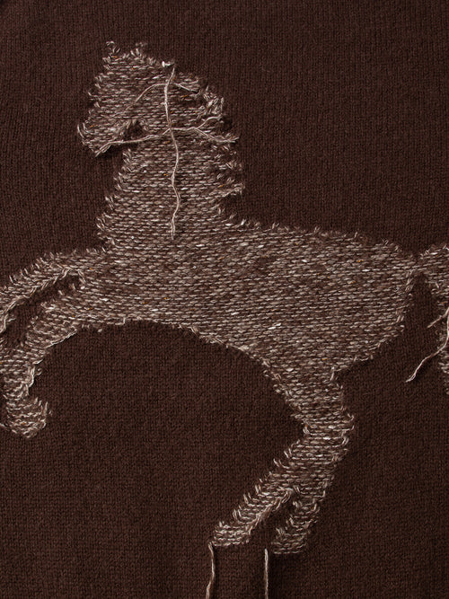 Load image 1 in gallery view. Wool Cashmere Blend Back Animal Graphic Sweater