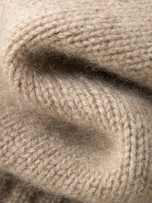 Load image 1 in gallery view. Camel Mock Neck Loose Fit Cashmere Sweater 5EA231061