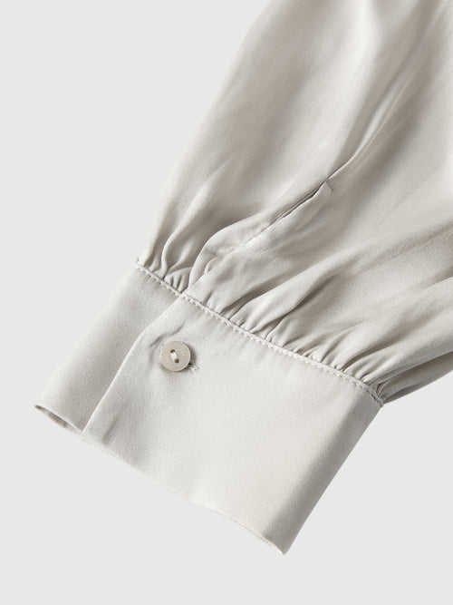 Load image 1 in gallery view. Silk Tie-Neck Long-Sleeve Blouse