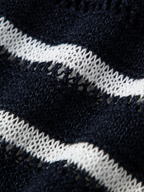 Load image 1 in gallery view. Relaxed-Fit Drop-Shoulder Lightweight Stripe Crewneck Sweater