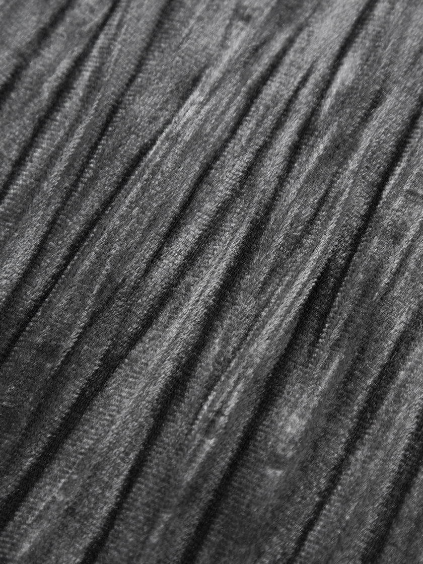 Asymmetrical Pleated Velvet Maxi Dress