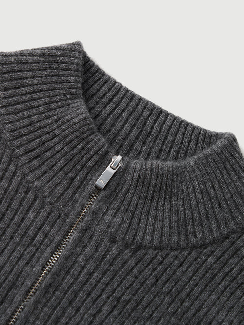 Load image 1 in gallery view. Pure Cashmere Half-Turtleneck Zip Sweater