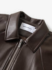 Brown Cropped Leather Raglan Jacket