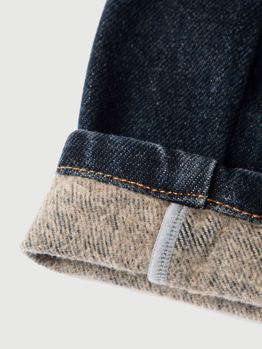 Fleece-Lined Wide-Leg Denim Jeans