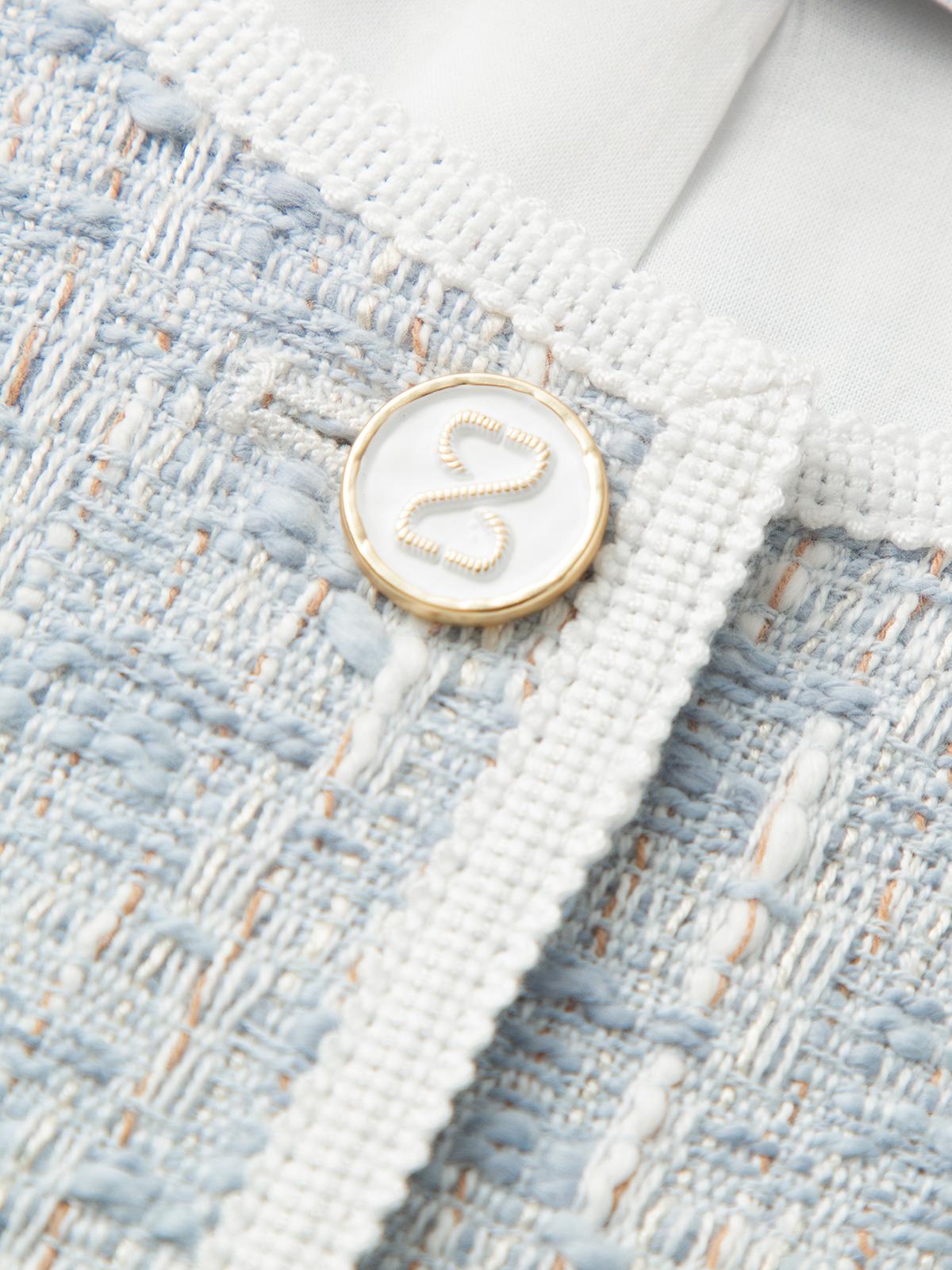 Crew Neck Short Sleeve Tweed Jacket