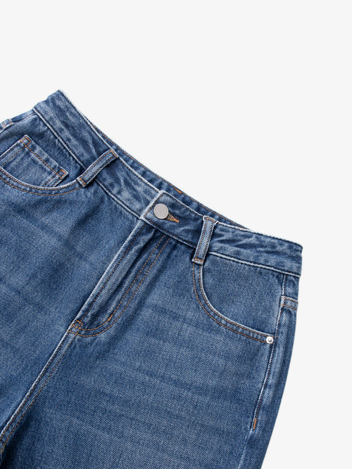 Load image 1 in gallery view. Straight Fit Pure Cotton Jeans