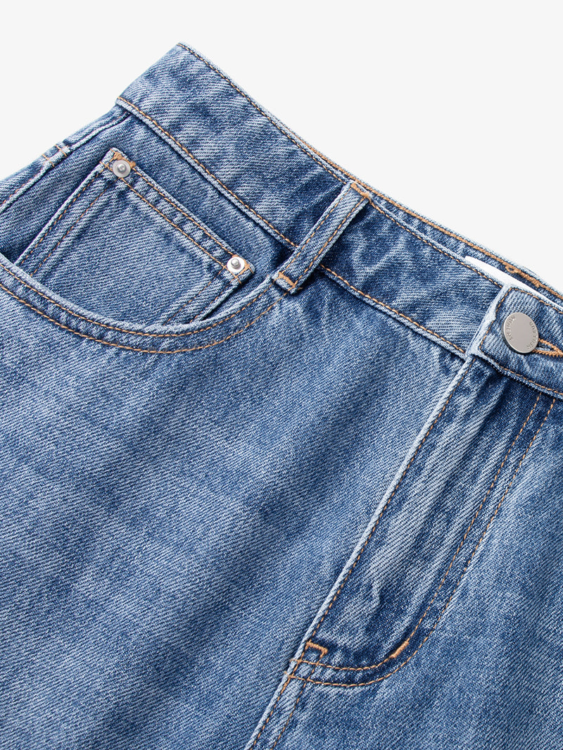 Cotton Middle Waist Wide Leg Jeans