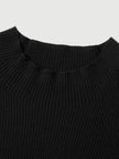 Camisola preta de lã pura de manga curta