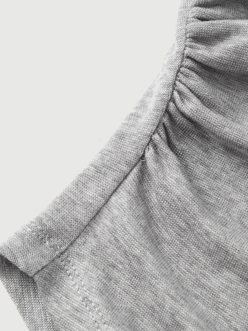 Gray Boat-Neck Fitted Top