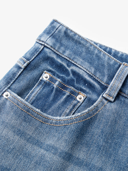 Load image 1 in gallery view. MEILLEUR MOMENT Indigo Blue Flared Jeans -  Fabric Detail