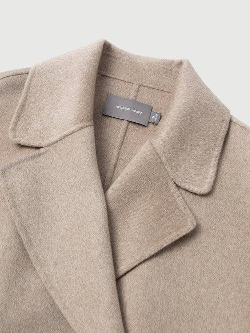 Load image 1 in gallery view. Pure Cashmere Notch-Lapel Coat with Belt – Irish Cream