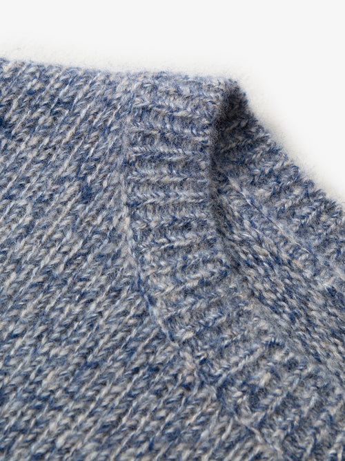 Load image 1 in gallery view. Floral Blue Crewneck Silk-Cashmere Sweater