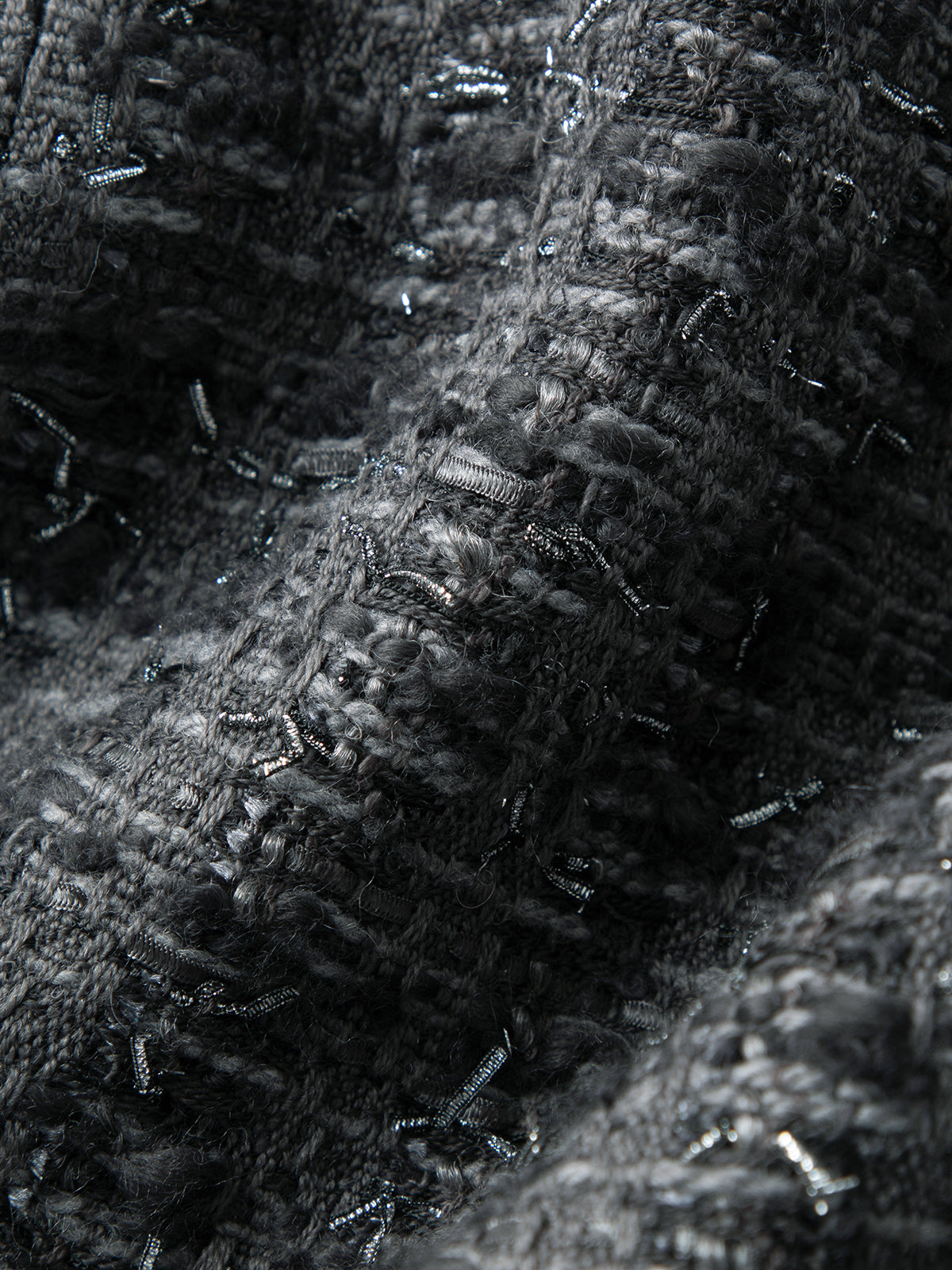 Wool Blend Trim Tweed Jacket