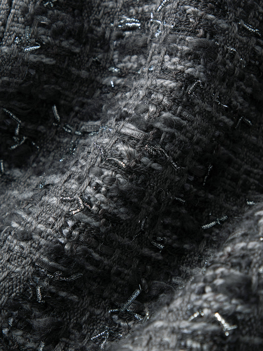 Wool Blend Trim Tweed Jacket