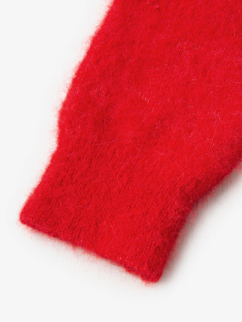 Meilleur Moment Women's Red V Neck Long Sleeves  Alpaca Wool Sweater 5EC134641Q