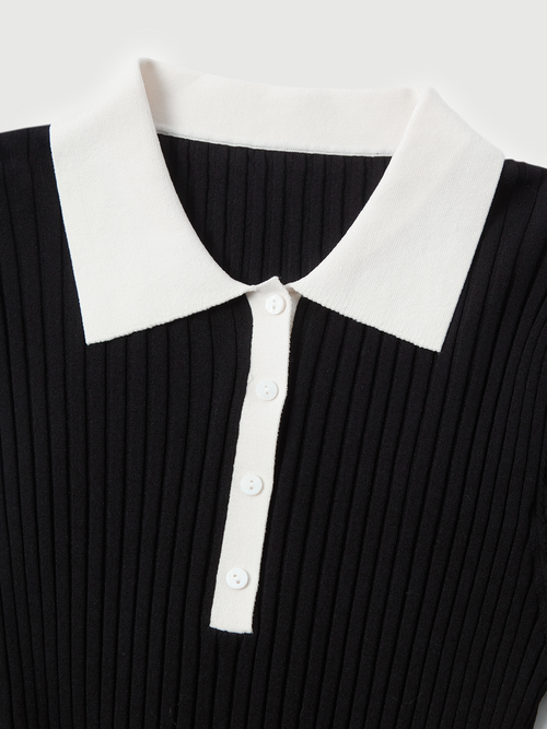 Load image 1 in gallery view. V-Neck Structured Shoulder Short Sleeve Knit Top