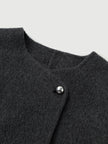 Wool Single-Breasted Short Coat with Scarf