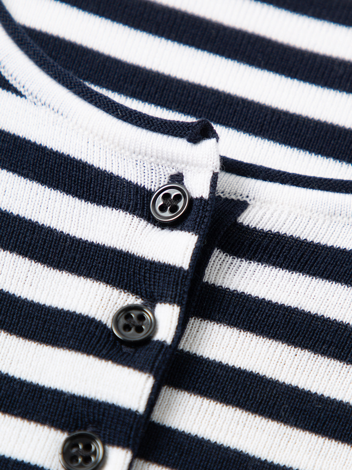 Lightweight Navy and White Striped Knit Crewneck Sweater
