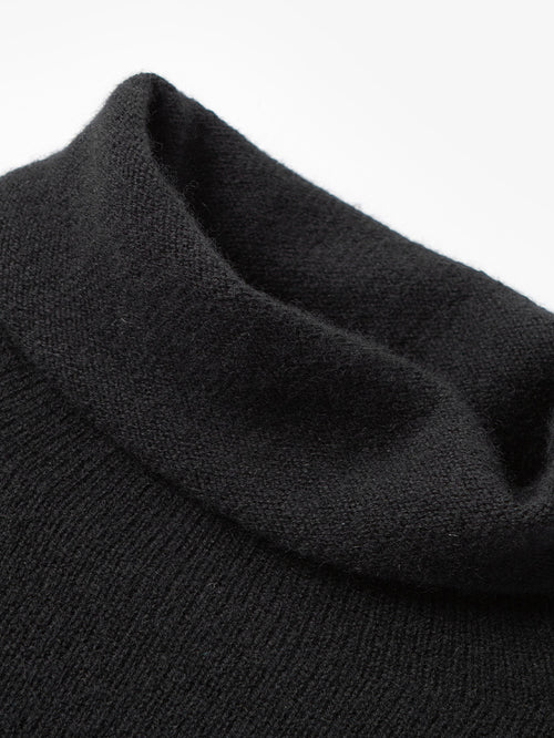Load image 1 in gallery view. Black High Neck Layering Cashmere Sweater 599A233006Q