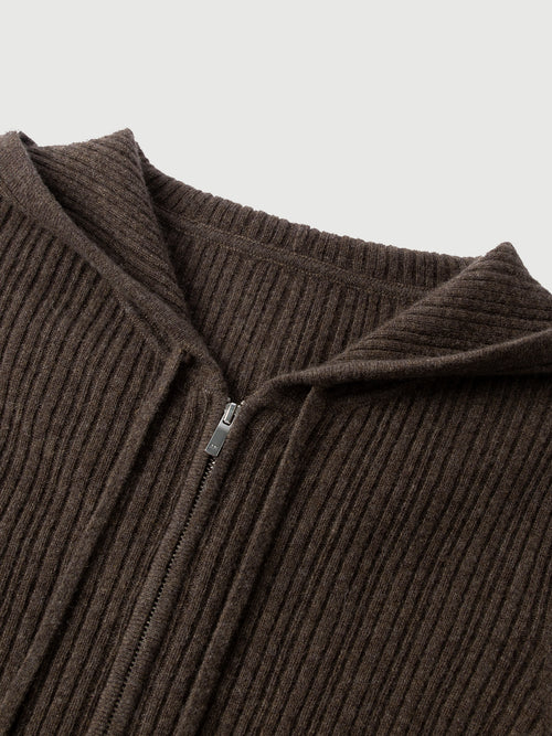 Load image 1 in gallery view. Hooded Zip-Up Cashmere Sweater