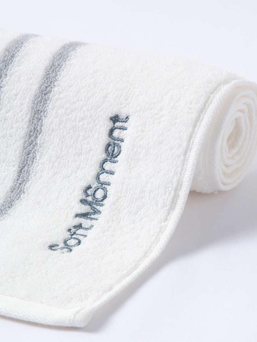 Cotton Gray & White Striped Towel and Bath Set