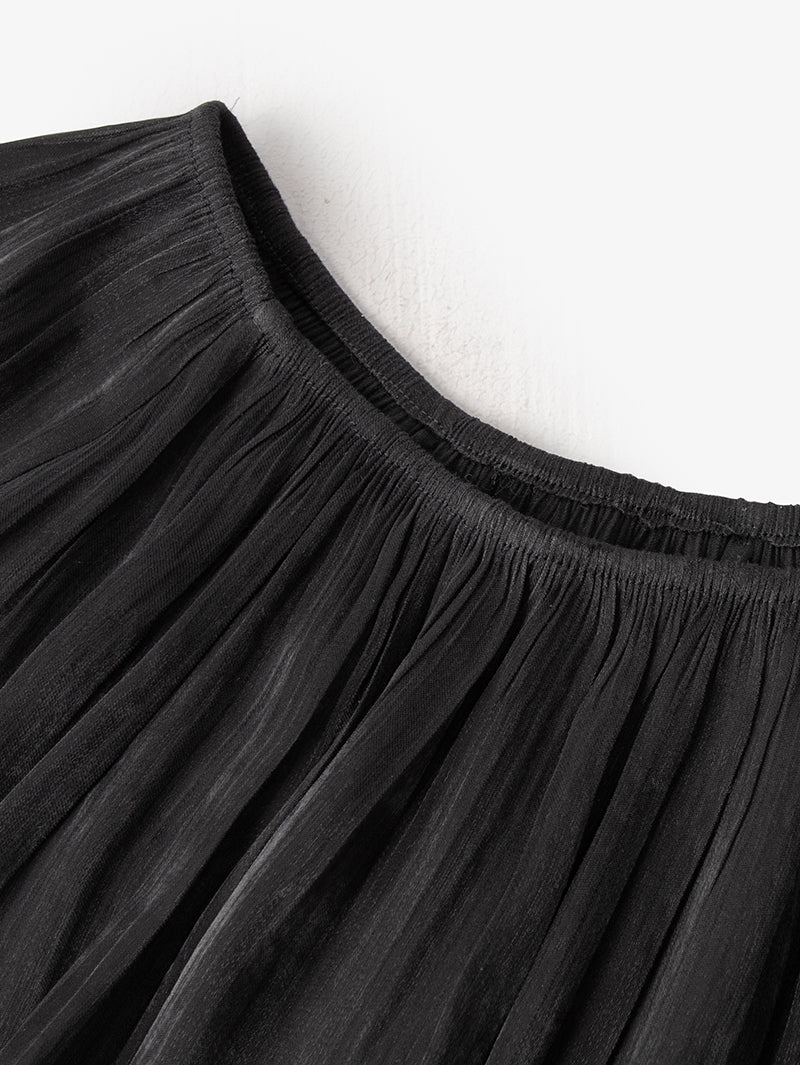 Gathered Neckline Sheer Blouse