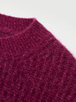Magenta Vertical-Rib Silk-Cashmere Sweater