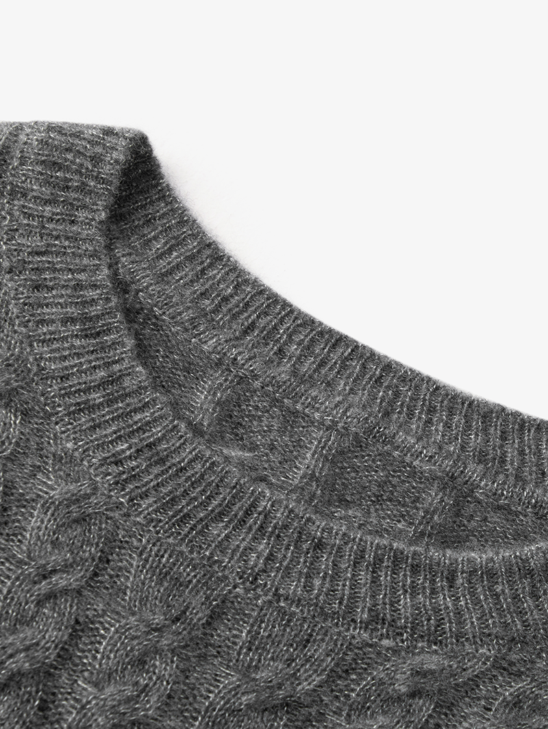 Gray Soft Ribbed Cashmere Silk Sweater