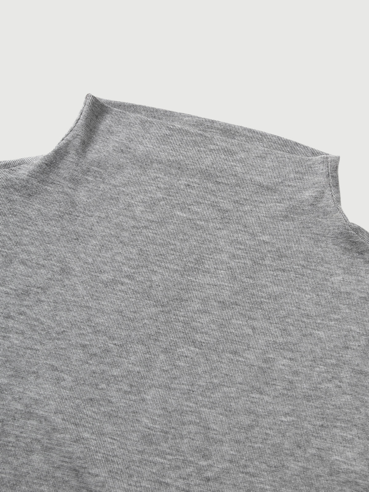 Lyocell Structured Shoulder Mock Neck Short Sleeve Top