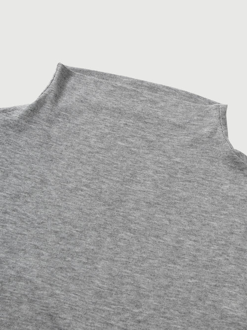 Load image 1 in gallery view. Lyocell Structured Shoulder Mock Neck Short Sleeve Top
