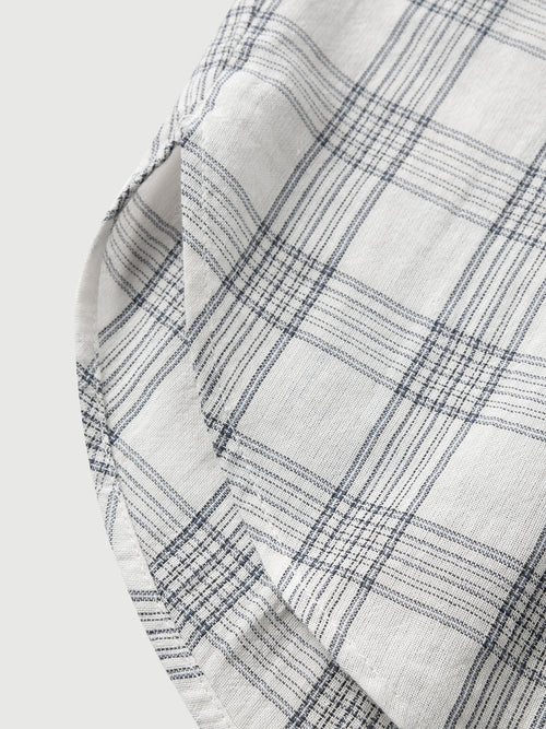 Load image 1 in gallery view. Relaxed-Fit Drop-Shoulder Long-Sleeve Plaid Lapel Shirt
