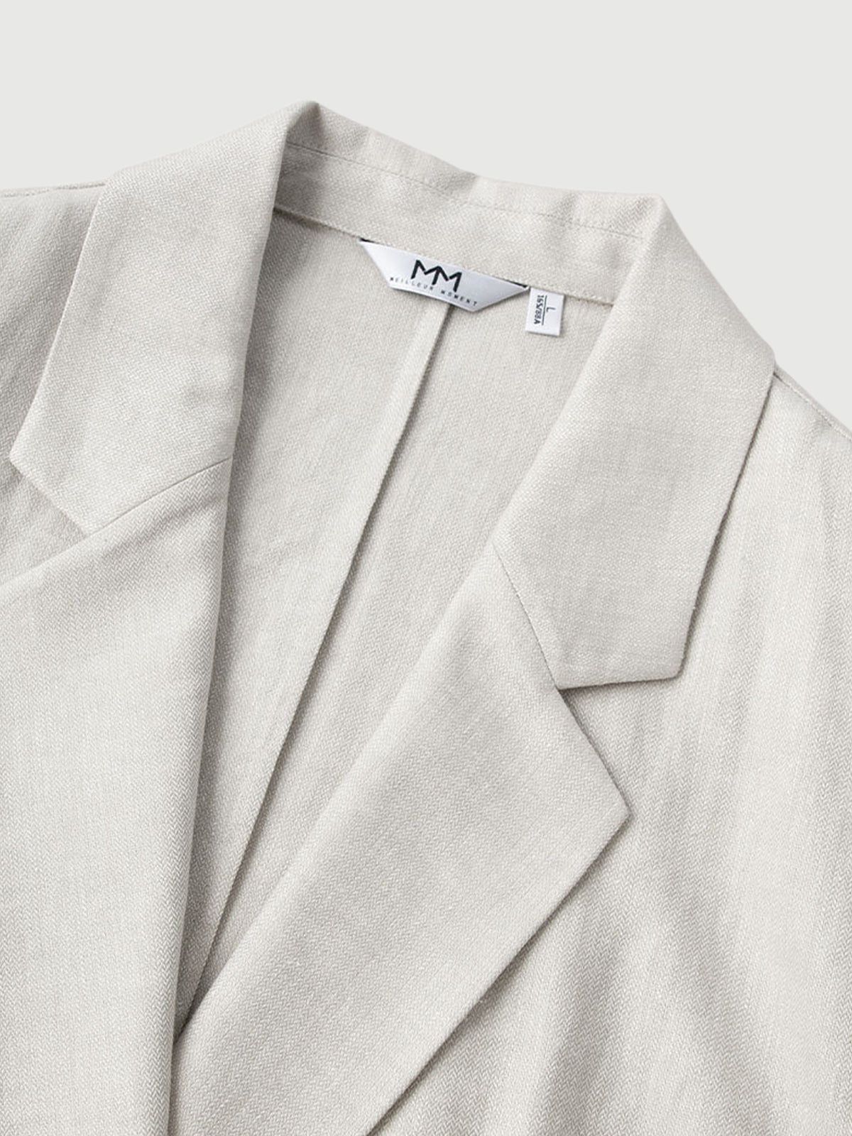 Linen Peak Lapel Half Sleeves Blazer