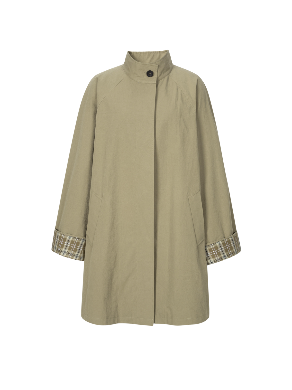 Cotton Stand-Collar Trench Coat