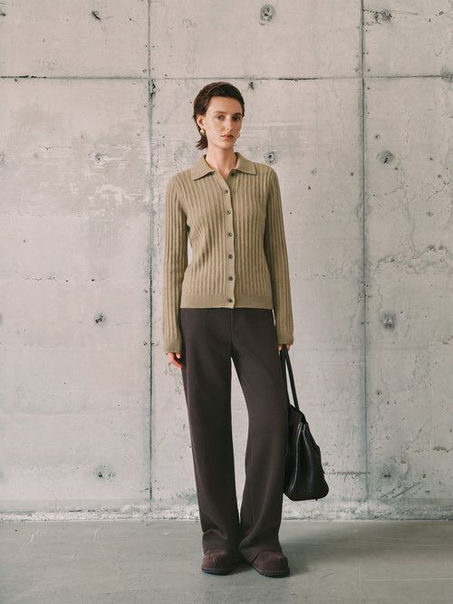 Load image 1 in gallery view. Ribbed Collared Cashmere Sweater