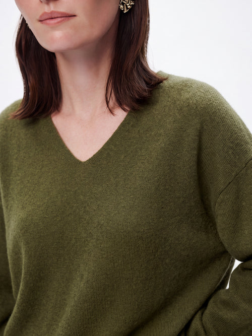 Load image 1 in gallery view. Relaxed V-Neck Raglan Sweater