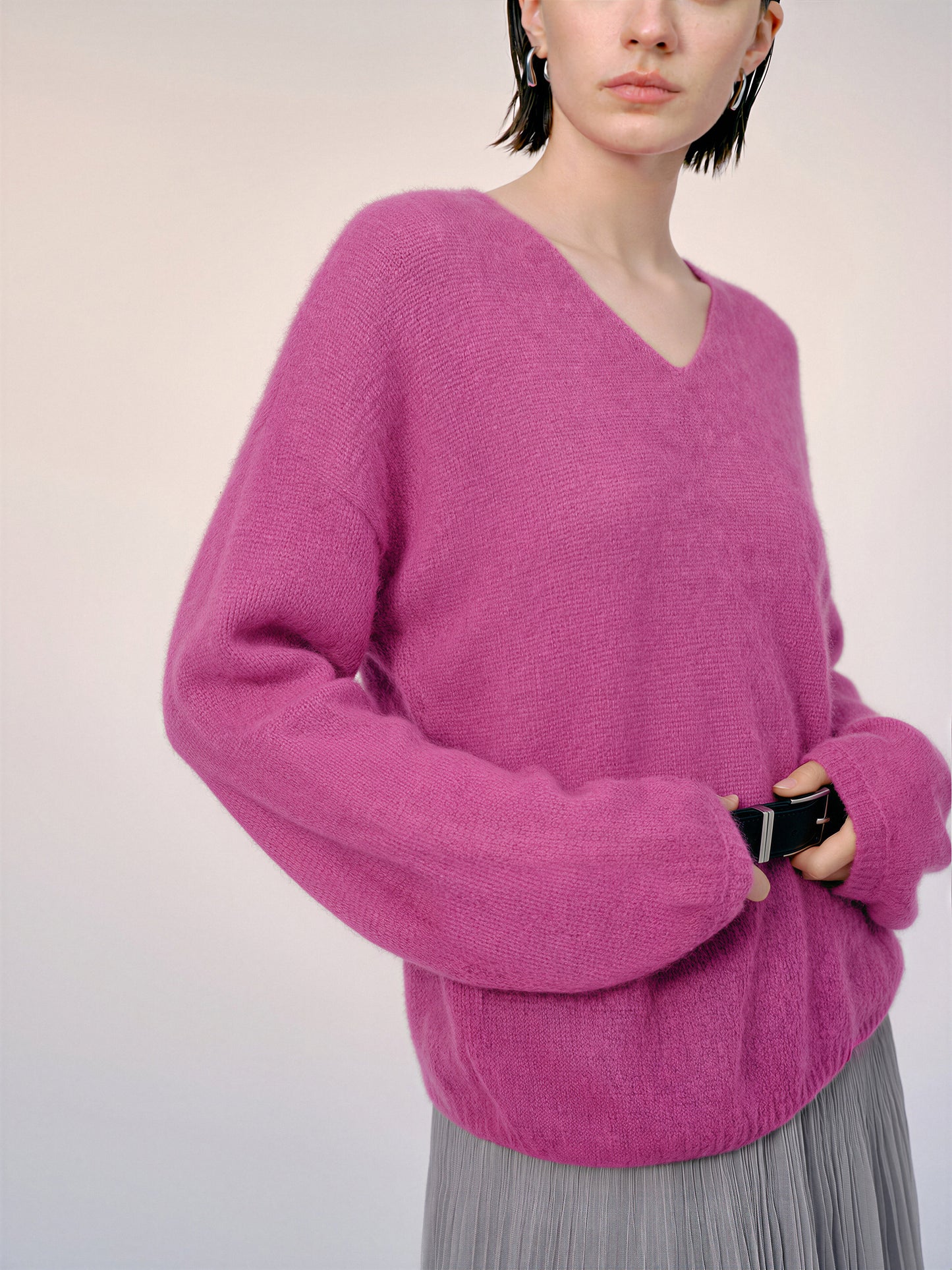 Relaxed V-Neck Raglan Sweater