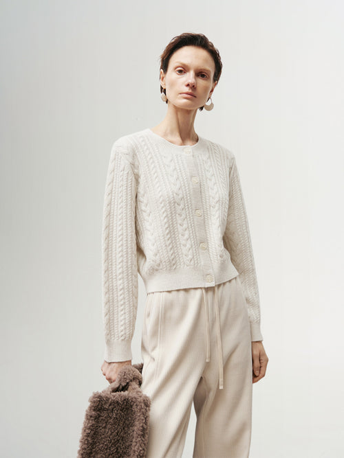 Load image 1 in gallery view. Cable Knit Cardigan 5F1230401