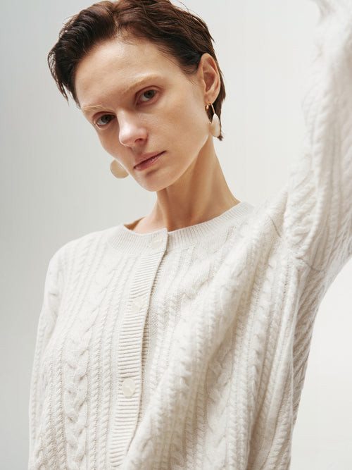 Load image 1 in gallery view. Cable Knit Cardigan 5F1230401