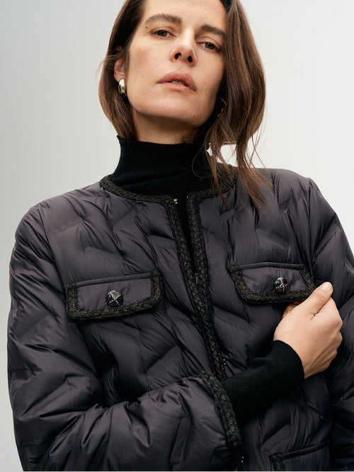 Load image 1 in gallery view. Light Tweed Down Jacket