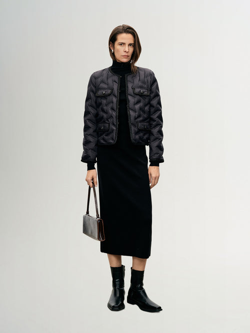 Load image 1 in gallery view. Light Tweed Down Jacket