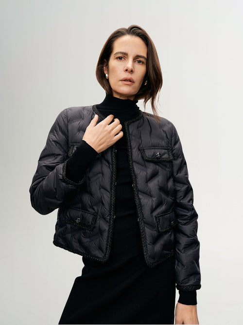 Load image 1 in gallery view. Light Tweed Down Jacket