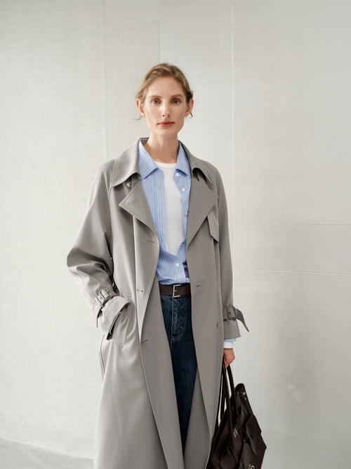 Load image 1 in gallery view. Sleek Midi Trench Coat