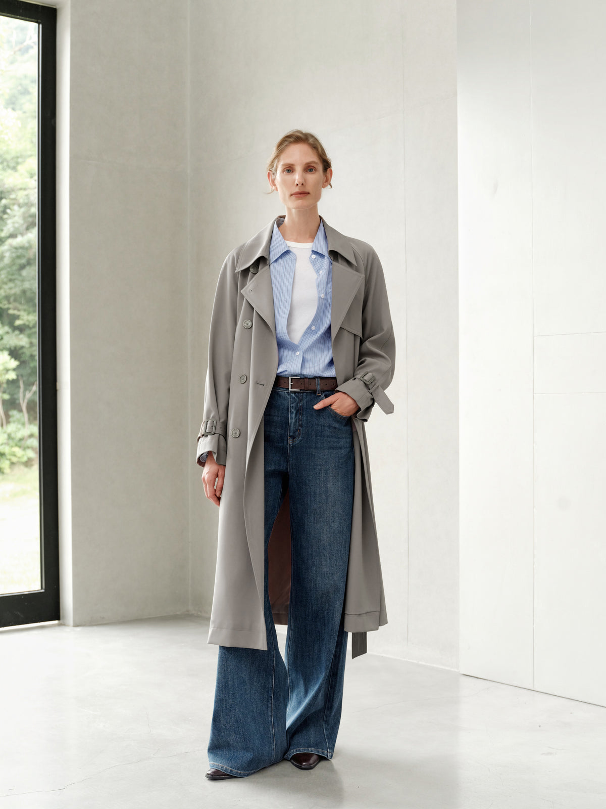 Sleek Midi Trench Coat