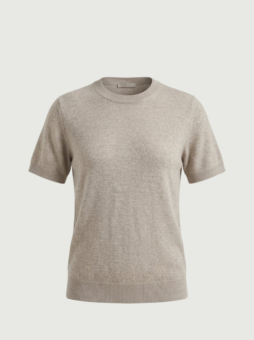 Load image 1 in gallery view. Silk-Cashmere Lightweight Short-Sleeve Top