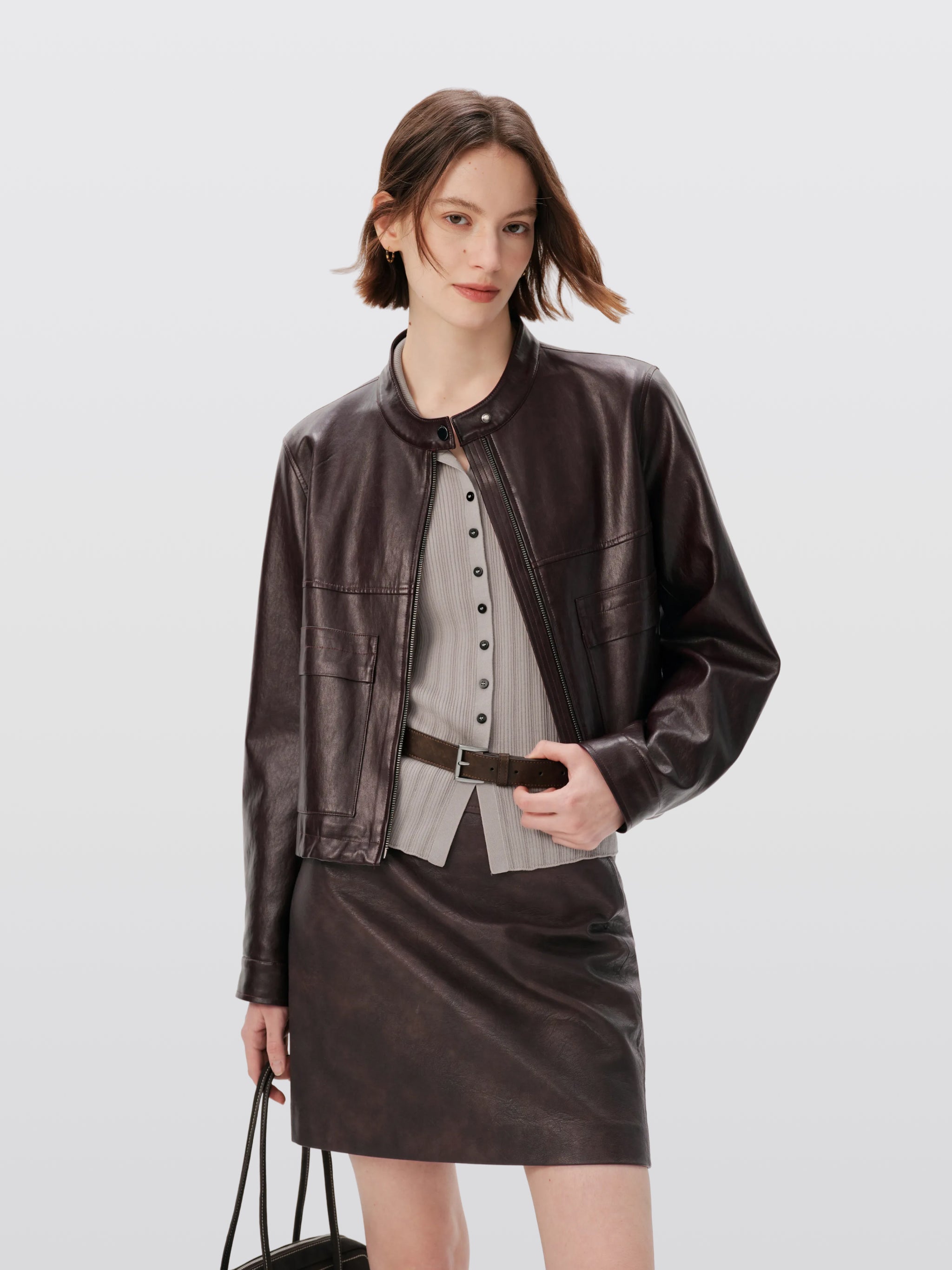 Metallic Faux Leather Moto Jacket