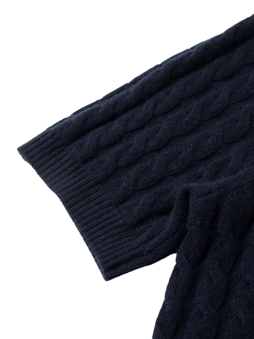 Load image 1 in gallery view. Pure Cashmere Cable-Knit Short Sleeve Polo