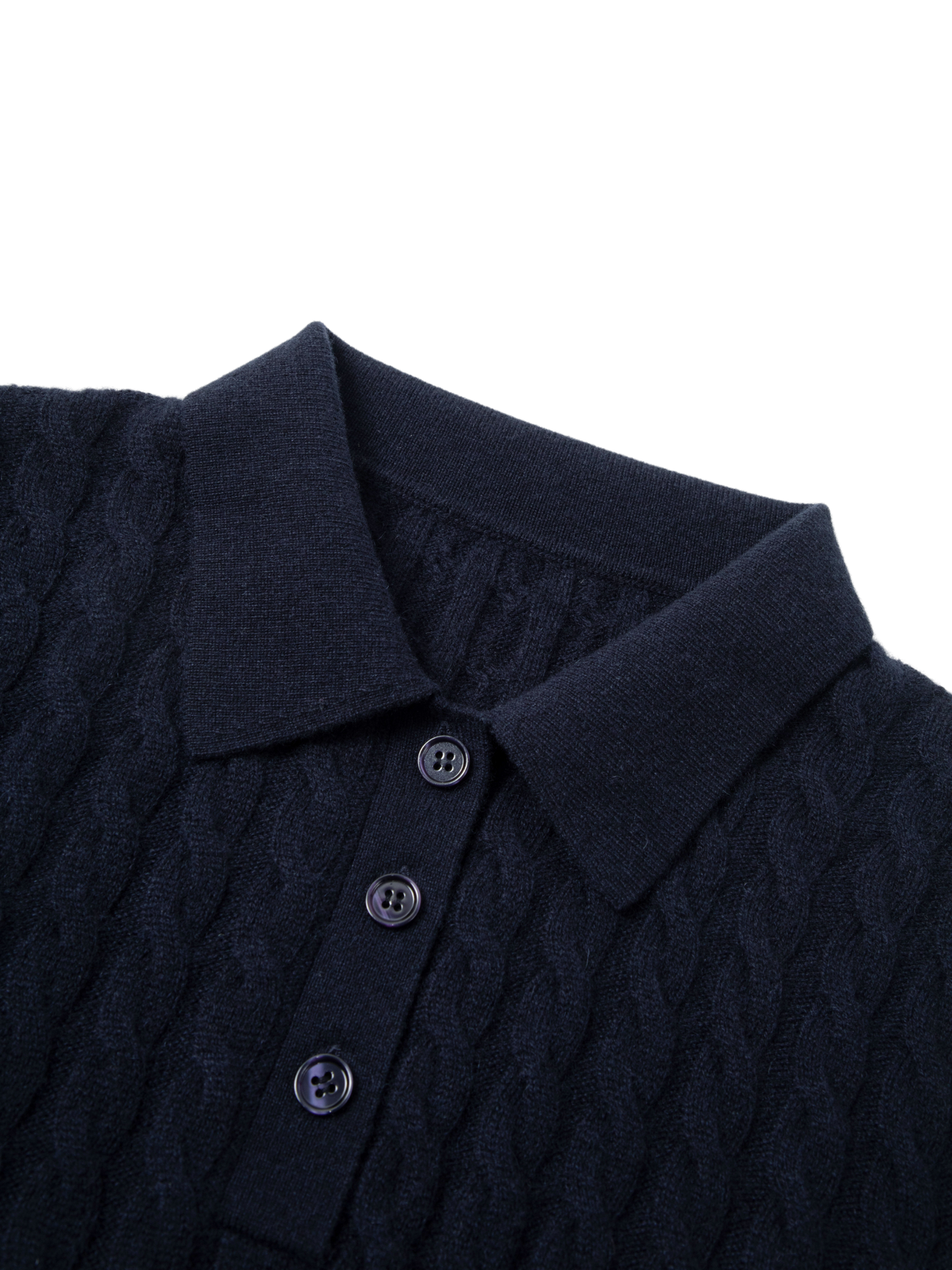 Pure Cashmere Cable-Knit Short Sleeve Polo
