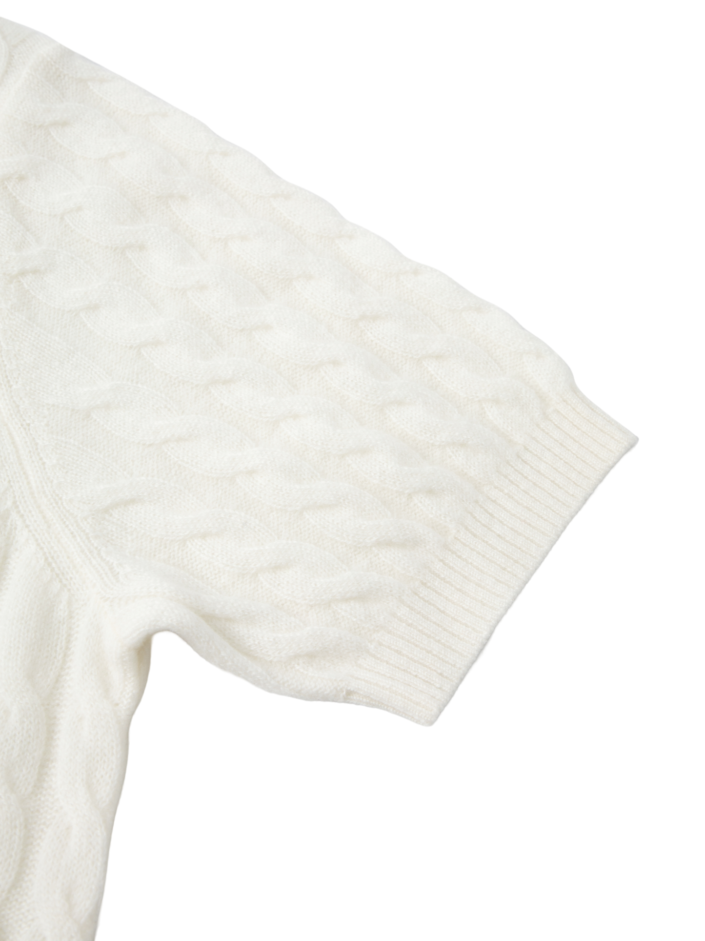 Pure Cashmere Cable-Knit Short Sleeve Polo